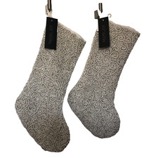 One RACHEL ZOE Christmas Stocking Pearl Swirl Silver Beads Sparkle 2 available