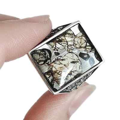 Seymchan pallasite Meteorite Ring S925 silver Ring Jewelry LB089