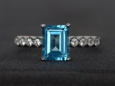 Blue Topaz Gemstone 925 Sterling Silver Women Ring Duty Free