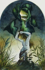 DIETRICH SCHUCHARDT - 1984 Signed Hand Painted Etching - Lilienakt (Nude Lily)