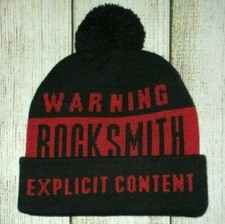 MENS ROCKSMITH POM POM BLACK RED BEANIE HAT O...