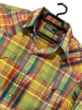 Polo Ralph Lauren Mens Shirt Pearl Snap Long Sleeve Western Medium