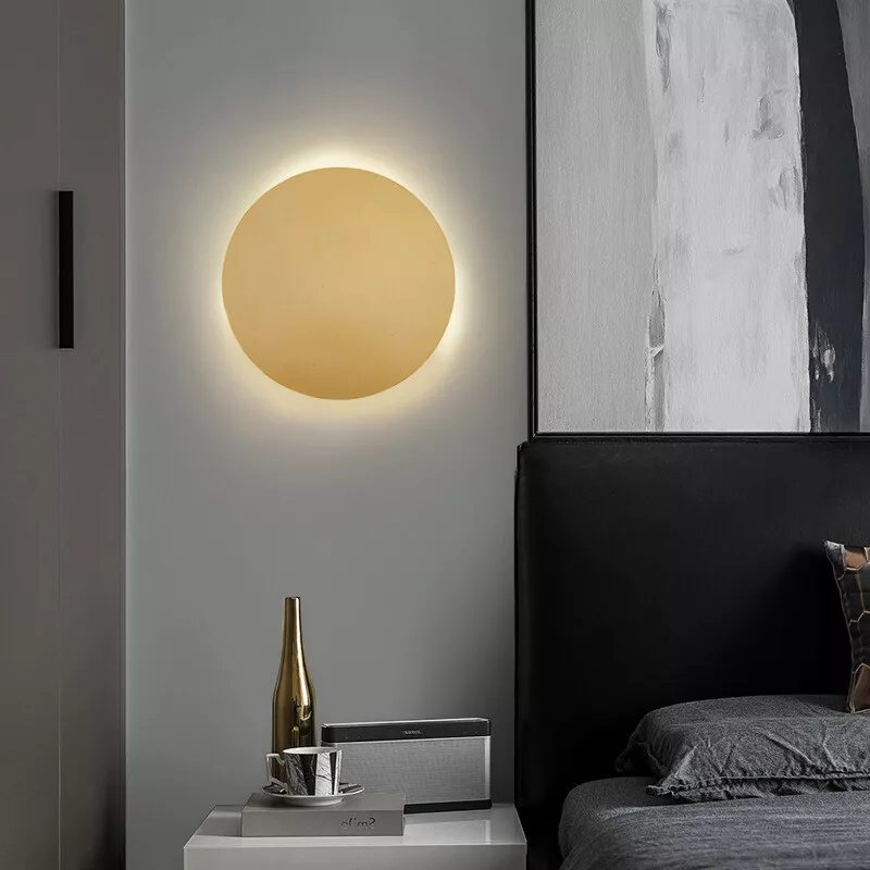 Contemporary Round Disc Shade Wall Sconce Light Bedroom Wall Mount