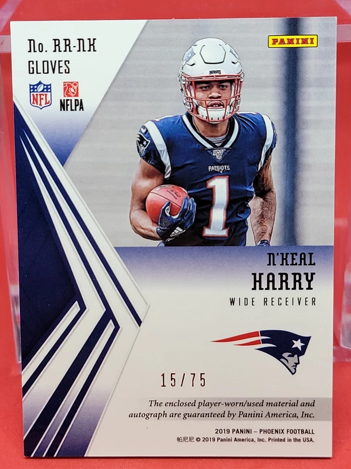N' Keal Harry RC Auto 2019 Phoenix Glove Patch /75 Patriot autograph signed - Image 2 of 2