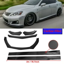 For Lexus IS250 Carbon Fiber Front Bumper Lip Spoiler Side Skirt Splitter Kit US