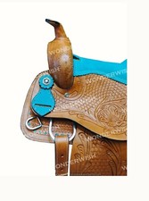 Floral Hand Tooled Premium Leather Barrel Horse Saddle Tack Set Sizes 10" -18"