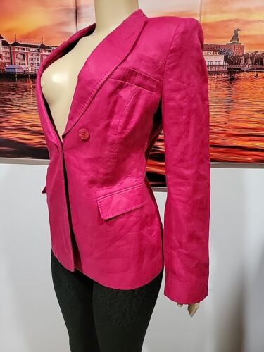 Armani Collezioni Size 10 Linen Pink Women's Blazer Jacket #W6 - Picture 4 of 13