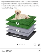Dog Grass Pad w/ Tray (47.6" × 29.2"), Large XL Reusable 3-Layer Dog Pee Pad