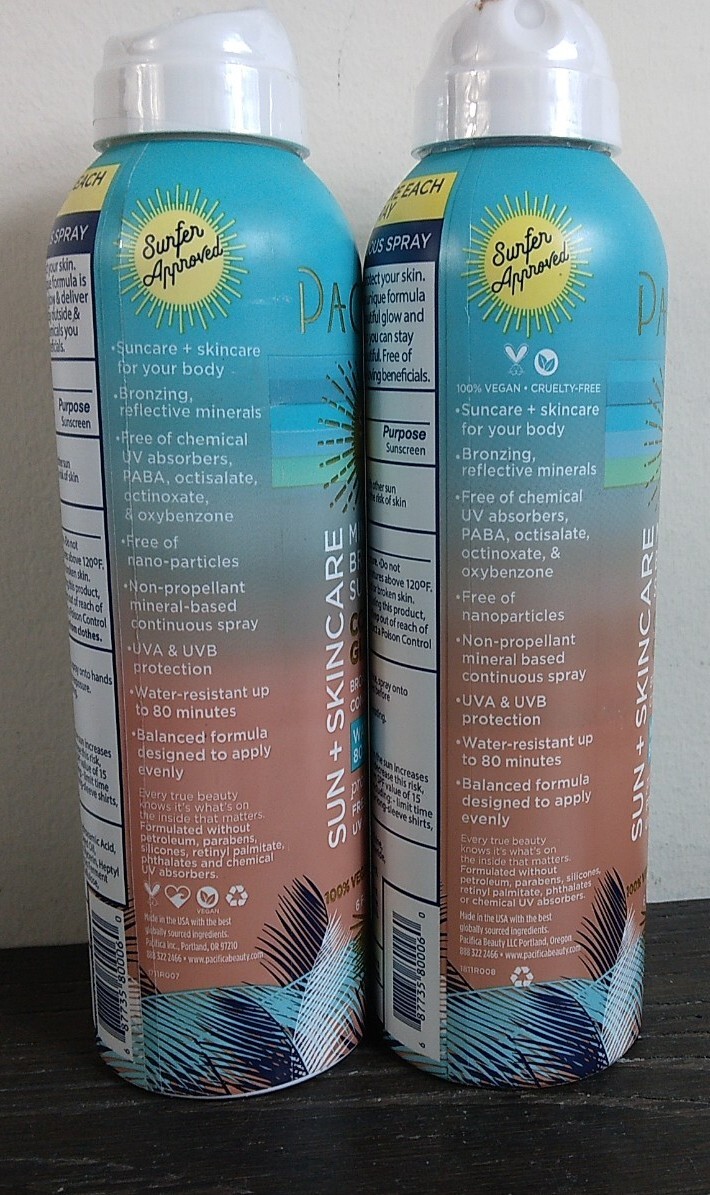 2 PACK Pacifica Mineral Bronzing Sunscreen Spray SPF 30 Coconut Glow 6 Oz eBay