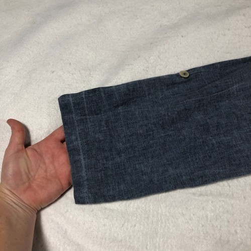 For Her Paris Womens Linen Blend Top Sz 2X Blue Button-Up Roll Tab Sleeve Italy - Picture 5 of 13