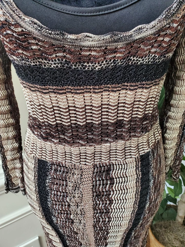 Vestido para mujer International Concepts marrón cuello redondo manga larga hasta la rodilla L Foto 3 de 4