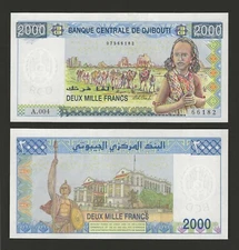 DJIBOUTI 2000 Francs 2005 (2021), P-43b New Signature, Pack Fresh UNC, Pretty