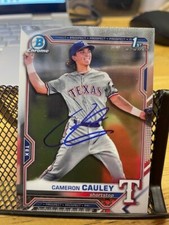 Cameron Cauley Autographed Signed 1st Bowman CHROME Card Texas Rangers #BDC-192