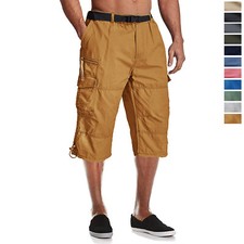 Mens Cotton Twill 3/4 Length Pants Casual Chino Cargo Work Outdoor Hiking Shorts