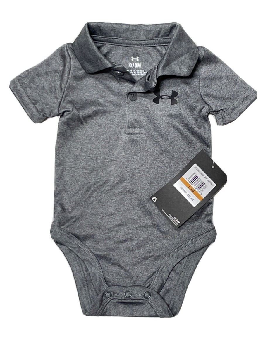gray Under Armour Baby Bodysuit Polo or Collarless, Solid or Striped