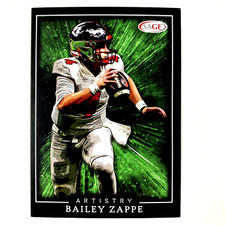 Bailey Zappe 2022 Sage Artistry Rookie Card #32 New England Patriots. rookie card picture
