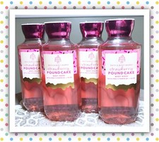 Bath  Body Works STRAWBERRY POUND CAKE 10oz Shower Gel Body Wash x4 