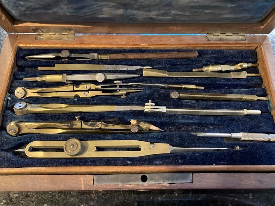 Antique US 1900's Compas Superieurs Brevetes S.G.D.G. Drafting Set