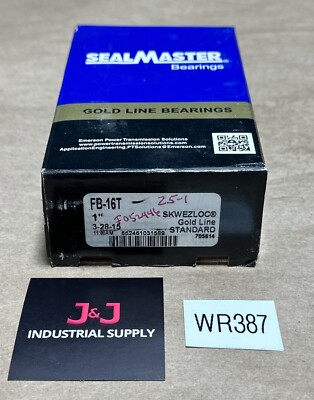 NEW OPEN BOX- Seal Master Bearings FB-16T 1  Gold Line SKWEZLOC || WARRANTY  