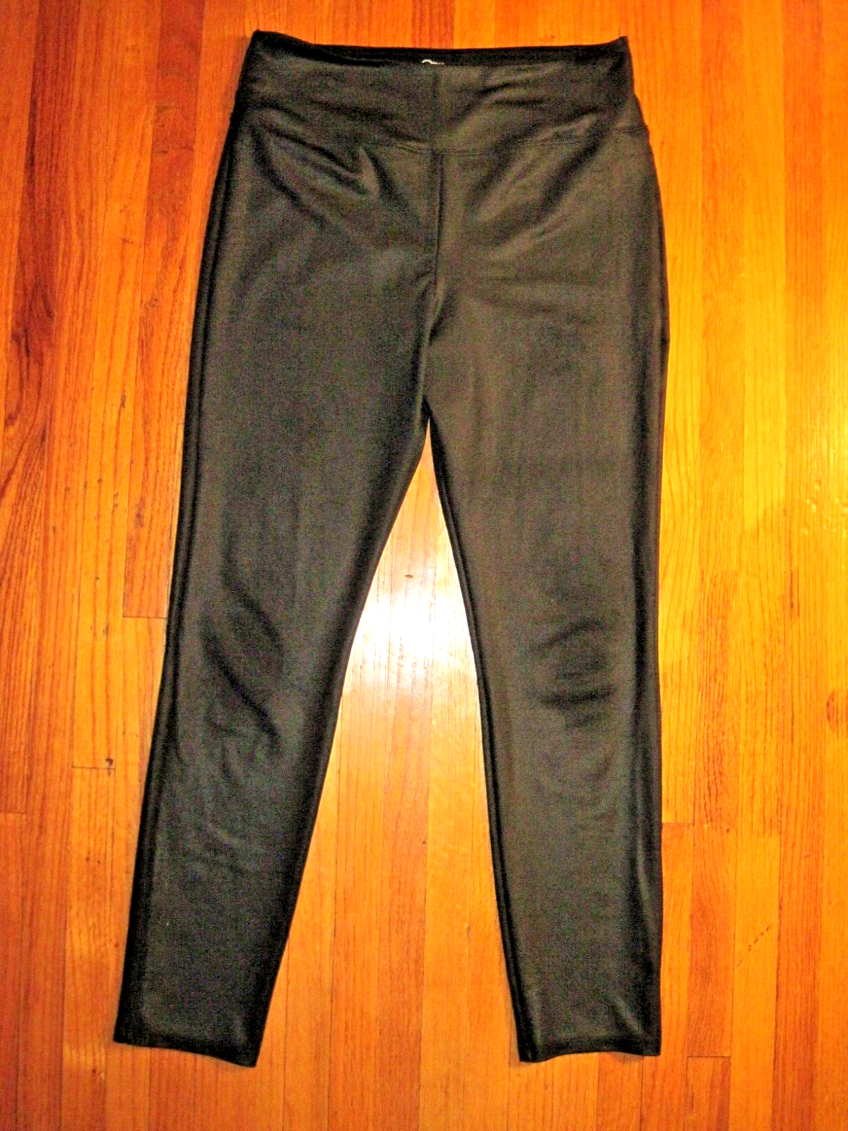 Art Class Fitted Black High Waist Leather Look Spandex 7/8 Leggings Size 2XL-18