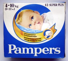 RARE VINTAGE 80'S PAMPERS 12 SUPER PLUS PLASTIC 4-10kg 9-22 lbs NEW SEALED NOS 