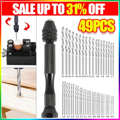 49PCS Mini Micro HSS Twist Drill Bit Set 0.5-3.0mm Hand DIY Model Craft Tool Bit