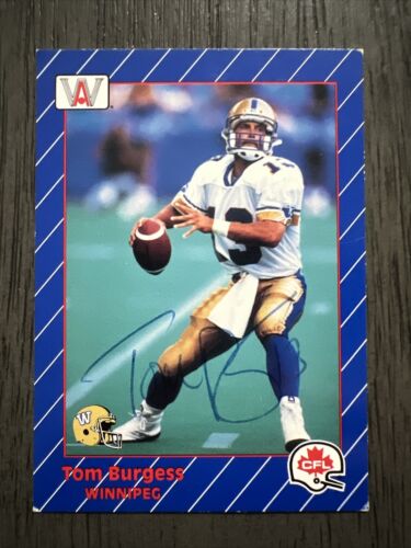 SIGNED 1991 All World CFL #102 - Tom Burgess - Winnipeg Blue Bombers - Picture 1 of 3