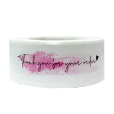 Wrapables 3" x 1" Small Business Thank You Stickers Roll for Boxes and Envelopes