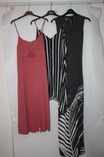 3 X SIZE 12 SUMMER DRESSES-G REY BLACK STRIPED & PINK 8676