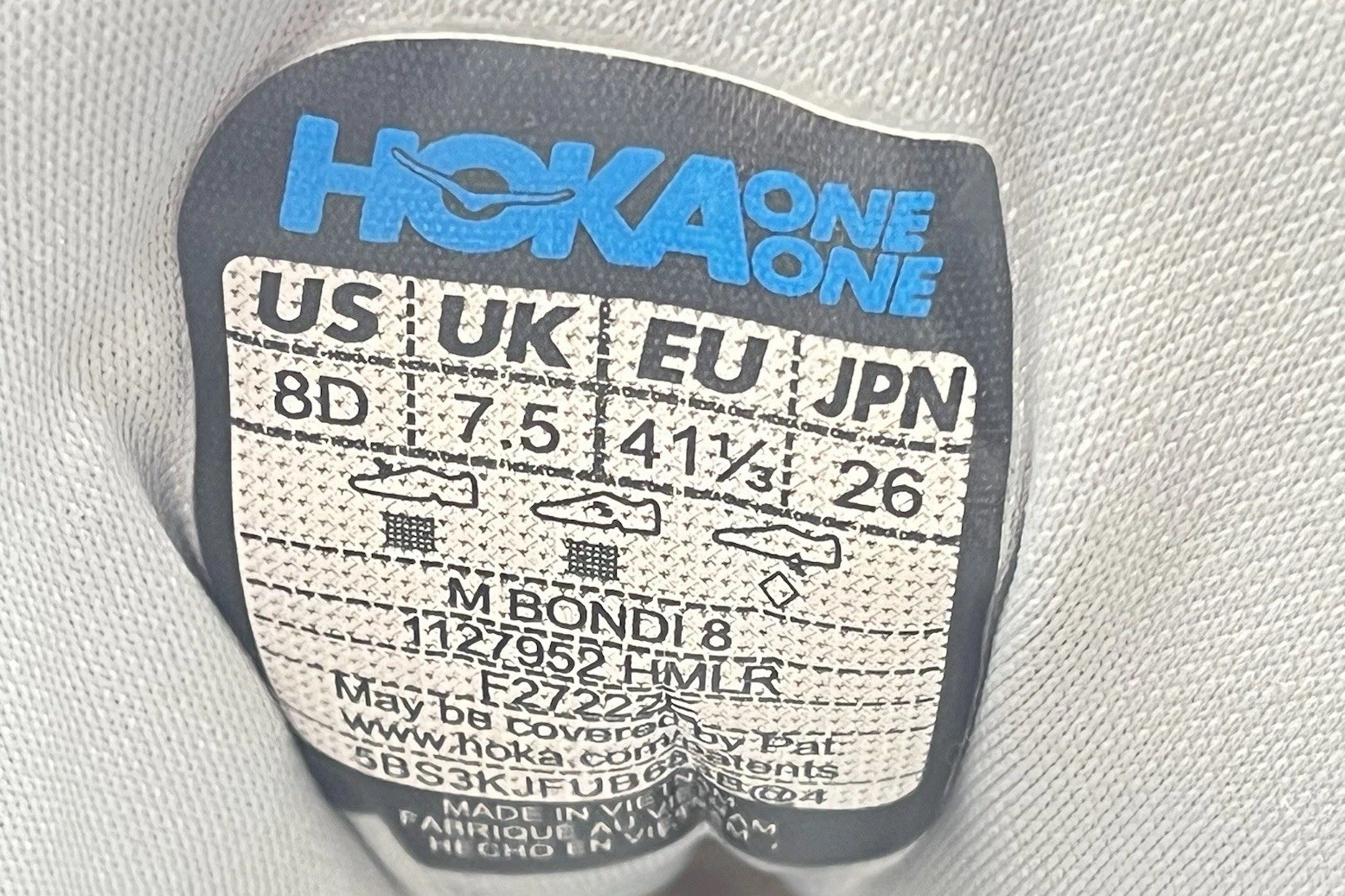 Hoka One One Bondi 8 Wide Women’s Running Shoes 8D Harbor Mist Lunar Rock Gray thumbnail 7