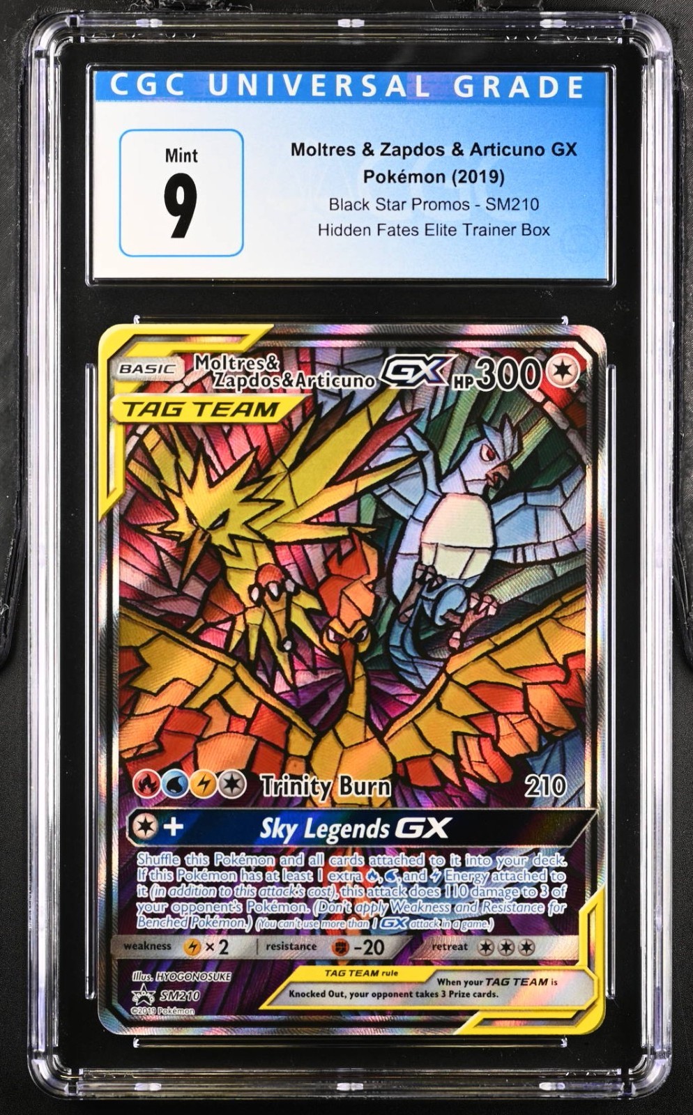 CGC 9 Moltres Zapdos Articuno GX SM210 Sun & Moon Black Star Promo Pokemon Card