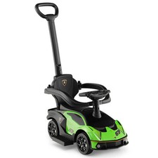 3-in-1 Licensed Lamborghini Ride on Push Car with Handle Guardrail-Green - Color