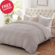 Light Grey Duvet Cover Queen, 3 Pieces Bedding Duvet Covers, Soft Breathable See