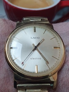 Authentic Just Fully Serviced Vintage LACO ELECTRIC Gold Plated Waterproof German Watch