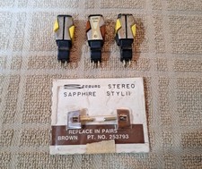 Lot Of 3 - Seeburg Pickering 340D Stereo Cartridges & 1 Pair Brown NOS Needles