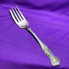 Antique 1904 Rogers Vintage Grape Silverplated Cold Meat Serving Fork 8.5" D4