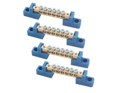Golden Yellow Wiring Terminal Block 5Pcs Brass Grounding Copper Bar 3.3X0.47