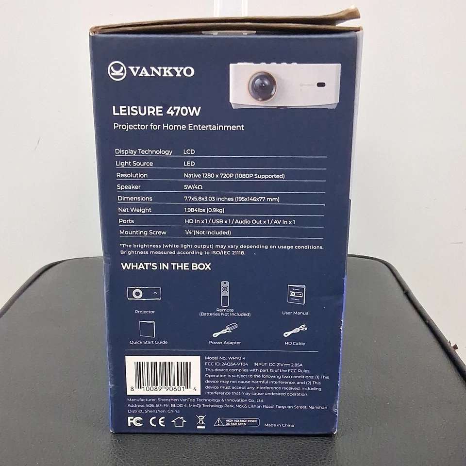 Vankyo Leisure 470W 720P Portable Projector with Wireless Connectivity NEW - Image 3 of 4