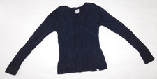 Abercrombie Kids Pullover Soft Rib Sweater Size 11/12 Navy Blue V-neck Faux Wrap