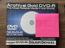 Delkin Devices Archival Gold DVD-R 5 Pack The 100 Year Disc New 