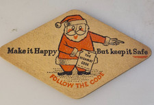 Vintage Beer Mat.Father Xmas & Follow The Highway Code.1960's.#630