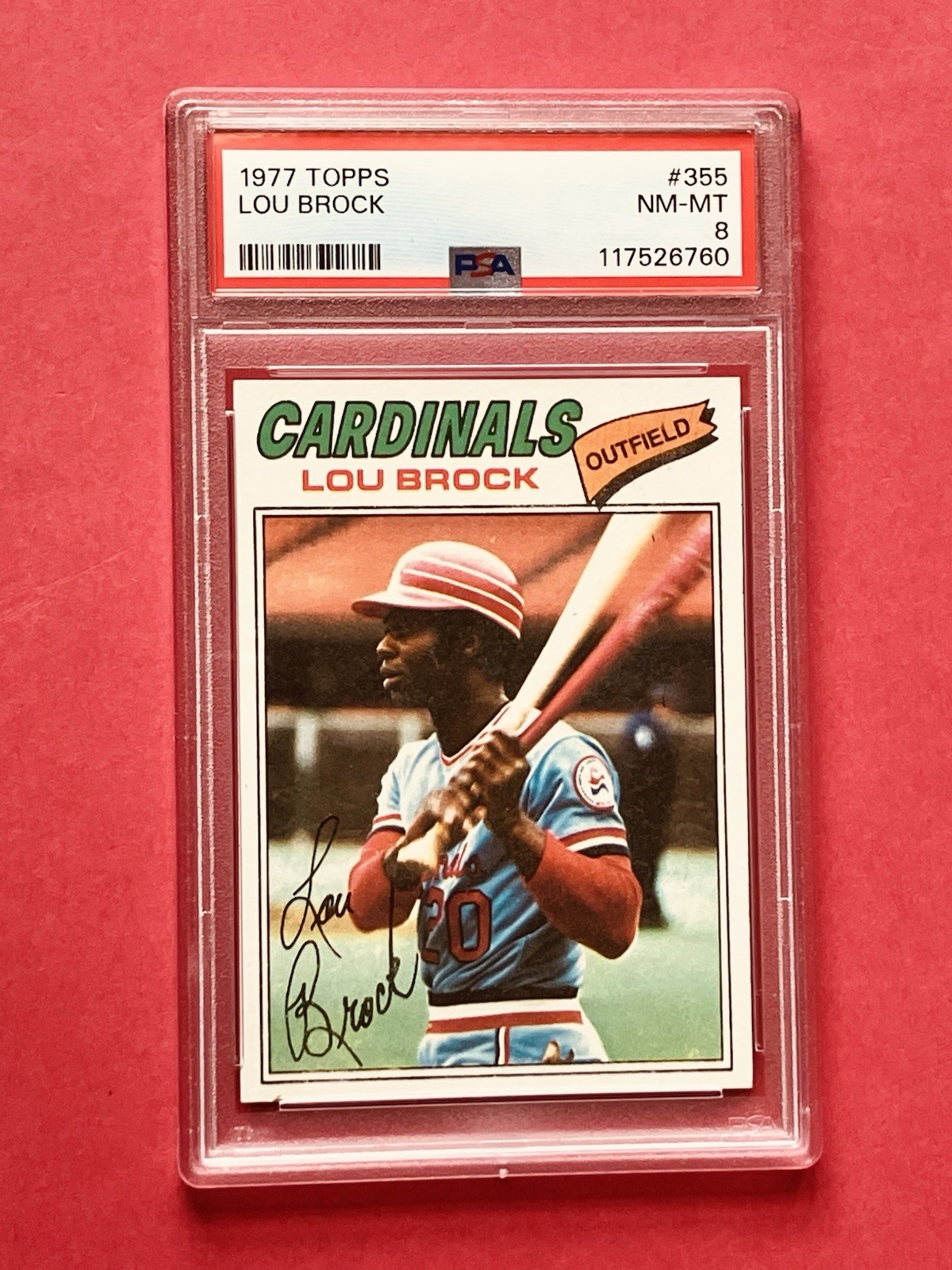 1977 Topps # 355 Lou Brock PSA 8 NM/MT Centered