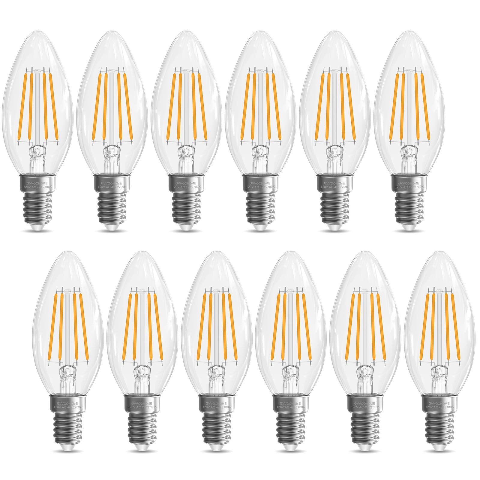 GvvooHome E12 Candelabra Bulb 40 watt Equivalent, LED 12 Pac