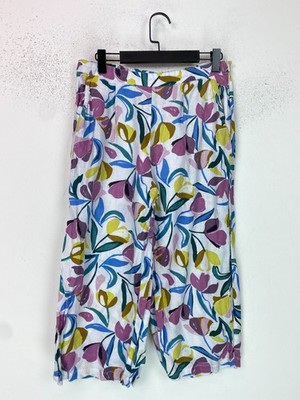Seasalt Cornwall White Floral Wide Leg Lightweight Linen Trousers UK 12 Petite