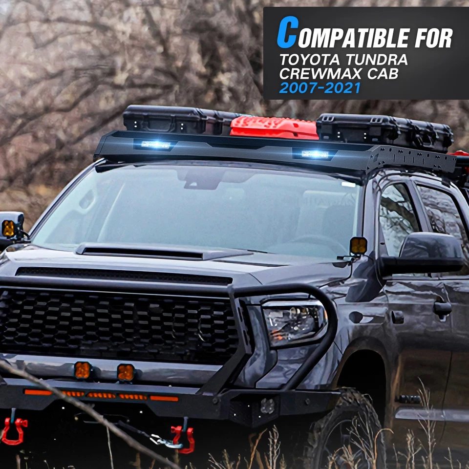 Roof Rack Cargo Basket Luggage Storage Holder for 2007-2021 Tundra CrewMax Cab Foto 2 de 4