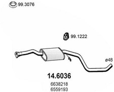 ASSO 14.6036 Mittelschalldämpfer Schalldämpfer für FORD ORION III (GAL)
