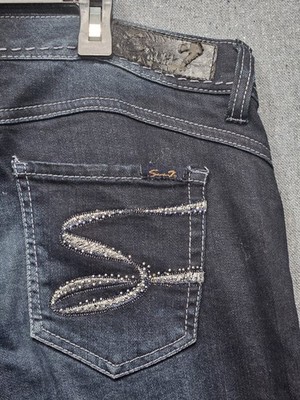 SEVEN 7 for all mankind SZ 10~stitched bedazzled BOOT-CUT JEANS Dark Wash(B1)