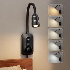 Wall Mounted LED Reading Light for Bed Headboard - 5 Color & Brightness Level...
