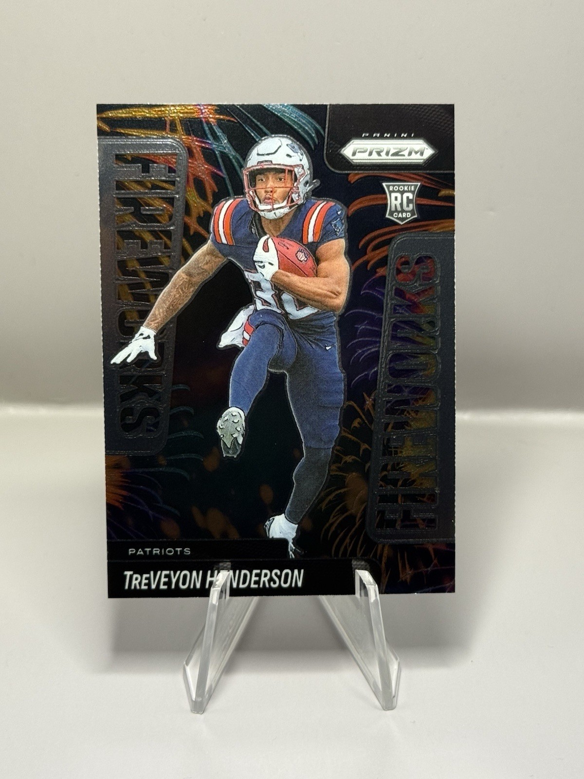 2025 Panini Prizm TREVEYON HENDERSON #24 RC Rookie FIREWORKS Insert - Patriots