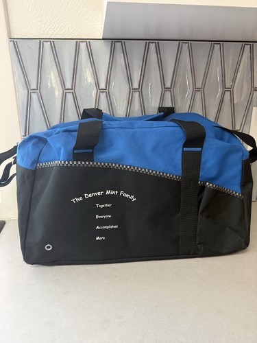 Denver Mint Employee Duffel Bag Heavy Duty Black Travel Gym Work Bag Logo